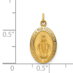 14k Solid Polished/Satin Small Oval Miraculous Medal