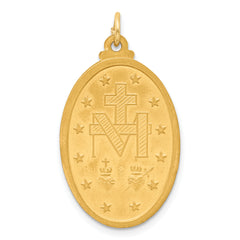 14k Solid Polished/Satin Medium Oval Miraculous Medal