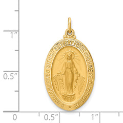 14k Solid Polished/Satin Medium Oval Miraculous Medal
