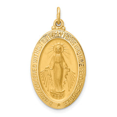 14k Solid Polished/Satin Medium Oval Miraculous Medal