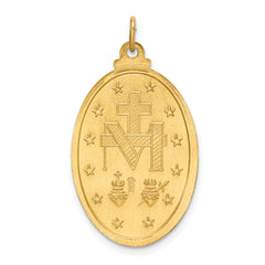 14k Solid Polished/Satin Medium Oval Miraculous Medal