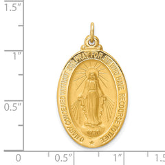 14k Solid Polished/Satin Medium Oval Miraculous Medal