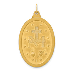 14k Solid Polished/Satin Large Oval Miraculous Medal