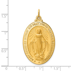 14k Solid Polished/Satin Large Oval Miraculous Medal