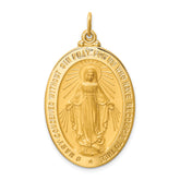 14k Solid Polished/Satin Large Oval Miraculous Medal