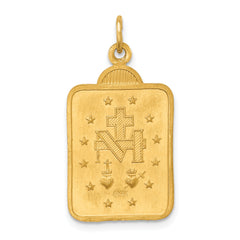 14k Solid Polished/Satin Rectangle w/Fan Top Miraculous Medal