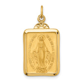 14k Solid Polished/Satin Rectangle w/Fan Top Miraculous Medal