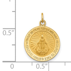 14k Solid Polished/Satin Round Miraculous Medal