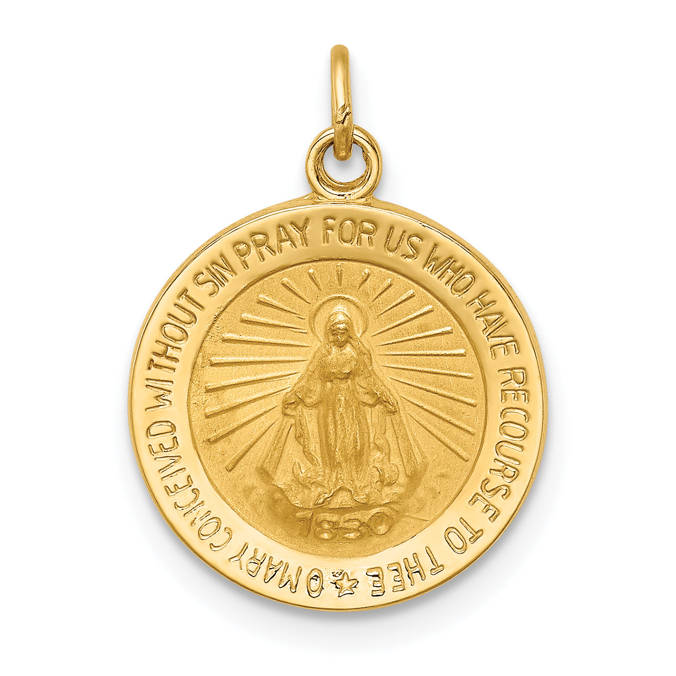 14k Solid Polished/Satin Round Miraculous Medal