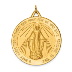 14k Solid Polished/Satin Large Round Miraculous Medal