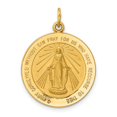 14k Solid Polished/Satin Medium Round Miraculous Medal