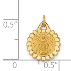 14k Solid Polished/Satin Tiny Round Scalloped Miraculous Medal