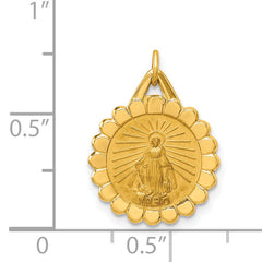 14k Solid Polished/Satin Small Round Scalloped Miraculous Medal