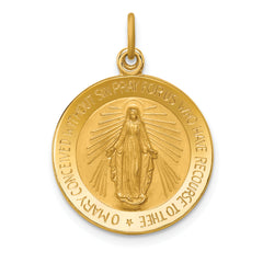14k Solid Polished/Satin Small Round Miraculous Medal