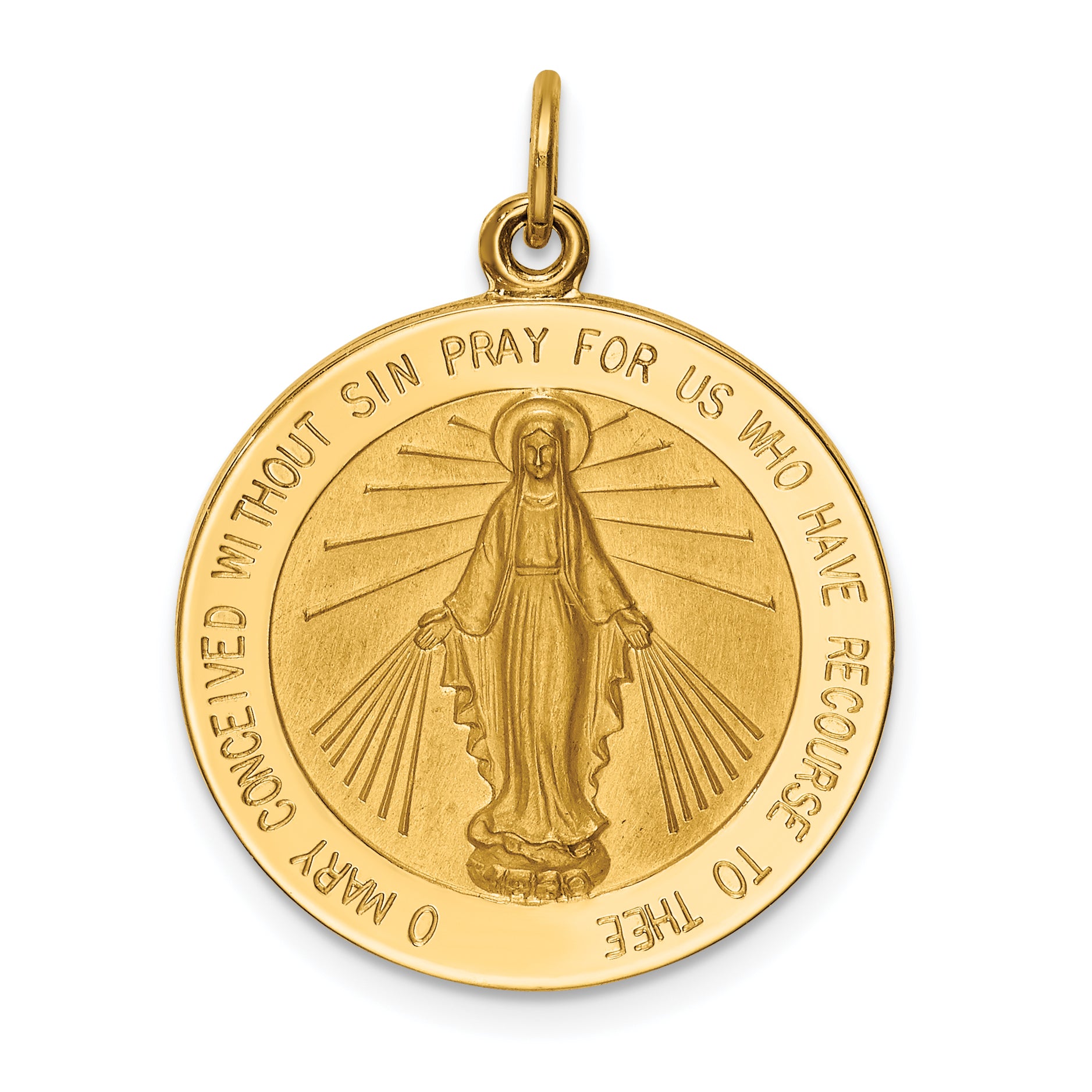 14k Solid Polished/Satin Large Round Miraculous Medal
