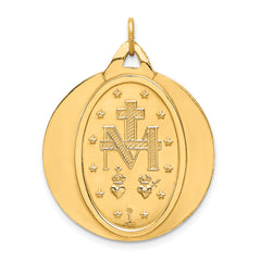 14k Solid Polished/Satin Extra Large Round Miraculous Medal