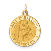 14k Solid Polished/Satin Small Round St. Christopher Medal