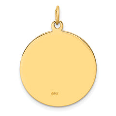 14k Solid Polished/Satin Medium Round St. Christopher Medal