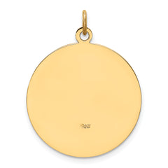 14k Solid Polished/Satin Medium Round St. Christopher Medal