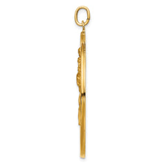 14k Solid Polished/Satin Extra Large Cut-out St. Christopher Medal