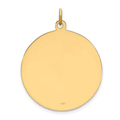 14k Solid Polished/Satin Medium Round Disc St. Christopher Medal
