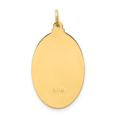 14k Solid Polished/Satin Medium Oval St. Christopher Medal