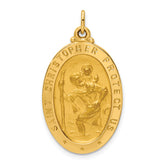 14k Solid Polished/Satin Medium Oval St. Christopher Medal