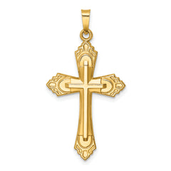 14k Hollow Polished Fleur de Lis Cross