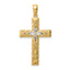Cross Pendant in 14K Two-Tone Gold, 20x32mm Diamond-Cut - Sophia Jewelers