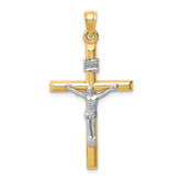 14k Two-tone Hollow Crucifix Pendant