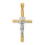 14K Two-tone Polished INRI Crucifix Cross Pendant