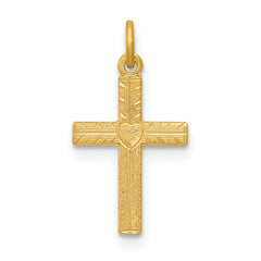 14k Heart Cross Charm