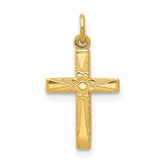 14k Floral Cross Charm