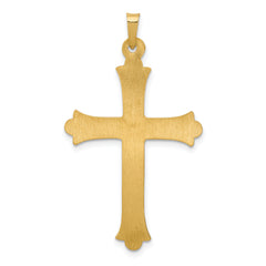 14K Hollow Fleur De Lis Cross Pendant