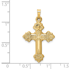 14K Budded Hollow Cross Pendant