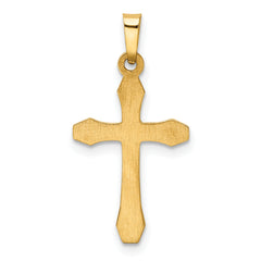 14Ky With Rhodium Hollow Cross Pendant