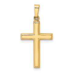 14K Diamond-cut Hollow Cross Pendant