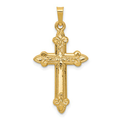 14k Fleur De Lis Cross Pendant