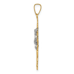 14K Two-tone Cara Vaca Crucifix Pendant