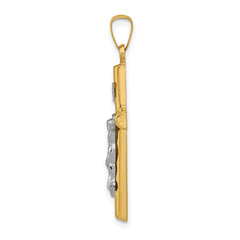 14K Two-tone INRI Hollow Crucifix Pendant