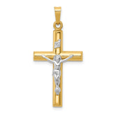 14k Two-tone INRI Hollow Crucifix Pendant