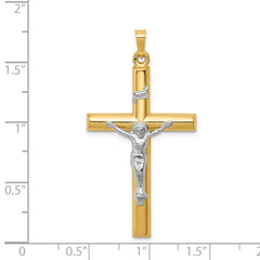 14K Two-tone INRI Hollow Crucifix Pendant