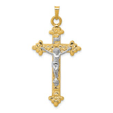 14k Two-tone INRI Hollow Crucifix Pendant