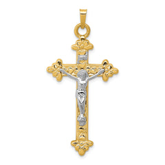 14k Two-tone INRI Hollow Crucifix Pendant