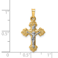 14K Two-tone INRI Hollow Crucifix Pendant