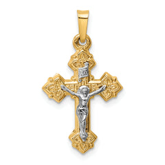 14k Two-tone INRI Hollow Crucifix Pendant