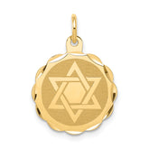 14k Solid Star of David Disc Charm
