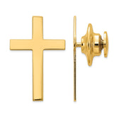 14K Gold Men's Polished Solid Cross Tie Tac by Sophia Jewelers