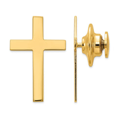 14K Gold Men's Polished Solid Cross Tie Tac by Sophia Jewelers