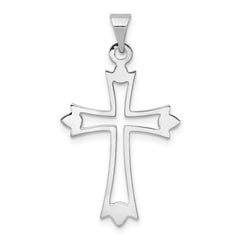 14K White Gold Budded Cross Pendant